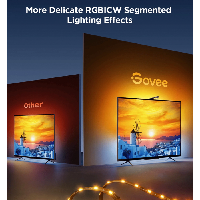 Набір адаптивного підсвічування Govee H6097 TV Backlight 3 Lite 40-50', RGBICW, WI-FI/Bluetooth, чорний