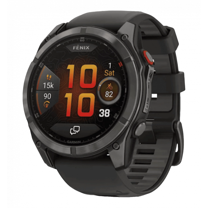Смарт-годинник Garmin Fenix 8 Pro (51 mm) AMOLED Sapphire, титан Carbon Gray DLC із силіконовим ремінцем (010-03199-01)