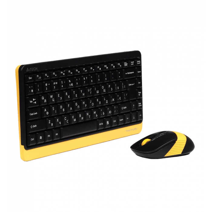 A4Tech Fstyler FG1110, комплект бездротовий клавіатура з мишою, чорний+жовтий колір
