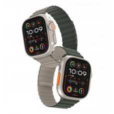 Ремешок Keephone iBands, Silicone Magnetic Snap Army Green + Creamy White (KPIBA49RWHAGN)