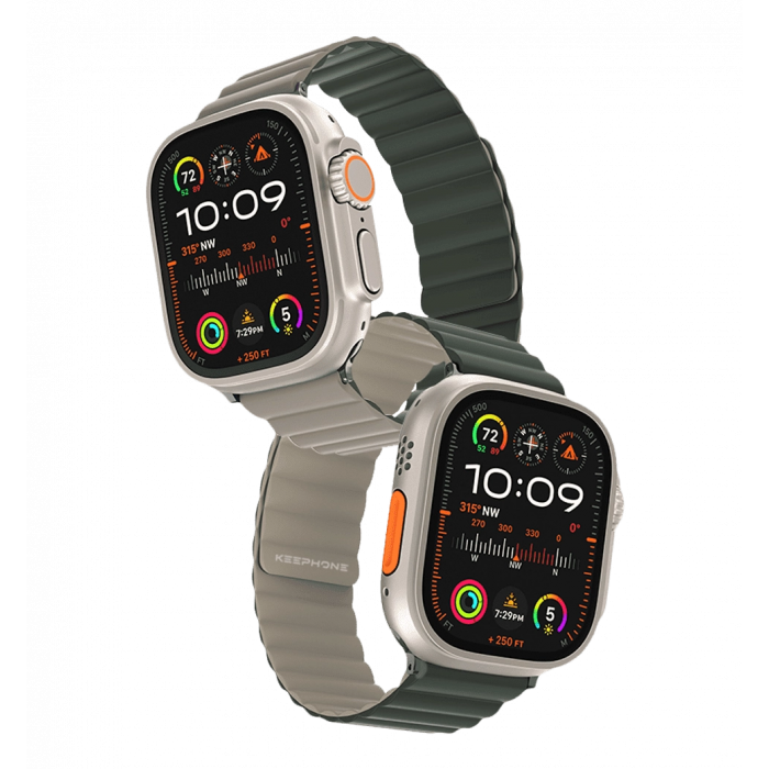 Ремешок Keephone iBands, Silicone Magnetic Snap Army Green + Creamy White (KPIBA49RWHAGN)