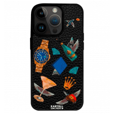 Чохол Kartell для iPhone15 Pro Max MagSafe Ferrari Porsche Rolex Black