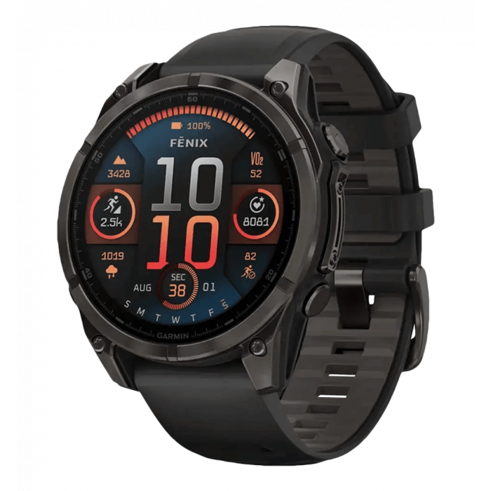Спортивний годинник Garmin Fenix 8 47mm AMOLED Sapphire Carbon Gray DLC Titanium w. Black/Pebble Gray S. Band (010-02904-20/2 UA)