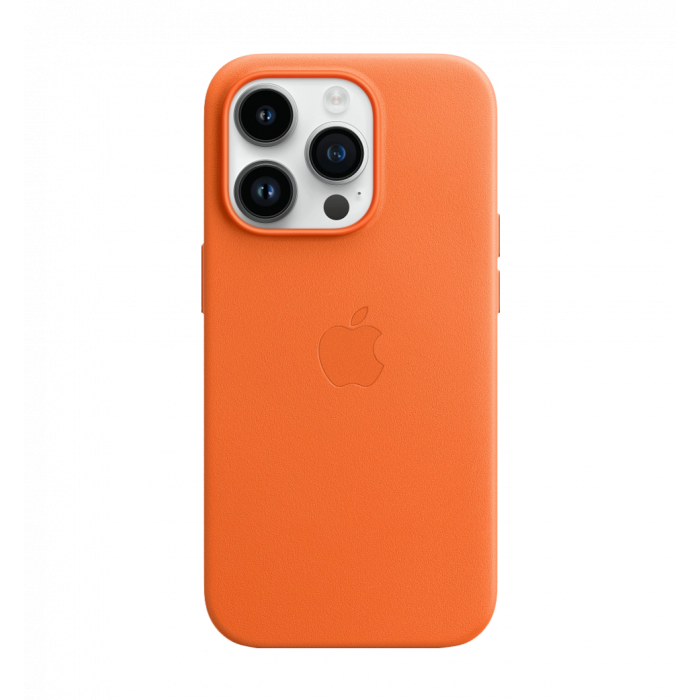 Чехол кожаный iPhone 14 Pro Leather Case with MagSafe Orange (MPPL3)