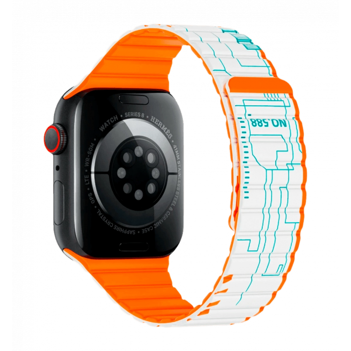 Ремінець Wiwu для Apple Watch 38/40/41mm Smart Magnetic silicone watch band White-Orange