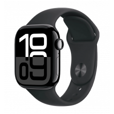 Apple Watch Series 10 GPS + Cellular 46mm Jet Black Aluminum Case with Black Sport Band M/L (MWY43)