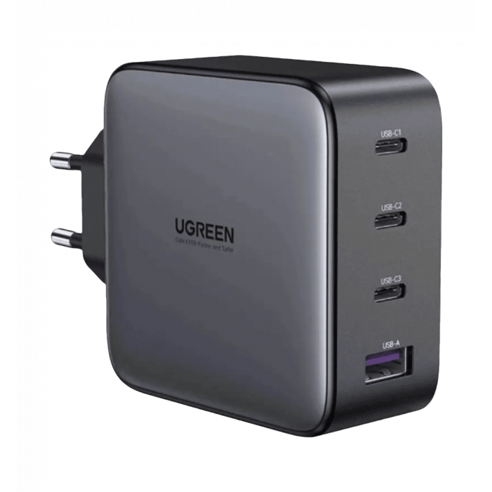 Мережевий зарядний пристрій UGREEN CD226 USB-A+3xUSB-C 100W GaN Tech Fast Charger Grey (40747)