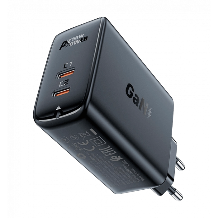 Адаптер Acefast A29 GaN 50W (2 Type-C) (black)