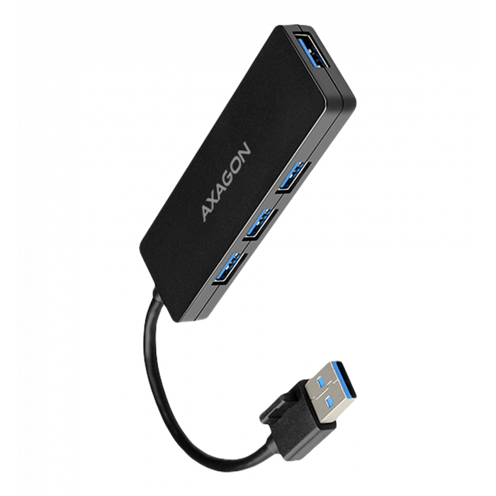 Хаб AXAGON HUE-G1A SuperSpeed USB SLIM hub, кабель 14см Type-A, Чорний