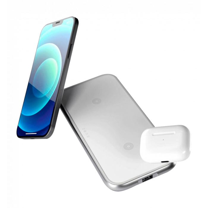 Зарядна станція Zens Dual Aluminium Wireless Charger White USB-C 30W PD Wall Charger (ZEDC10W/00)