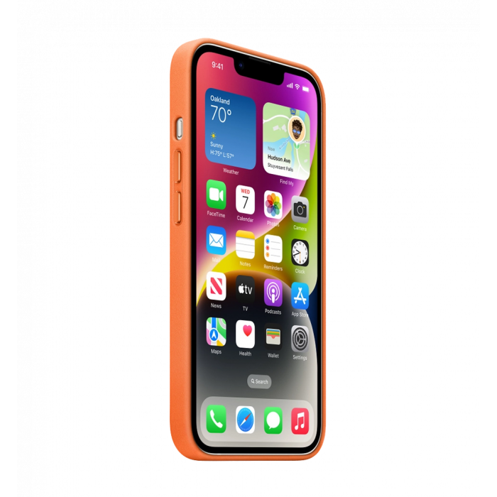 Чохол шкіряний iPhone 14 Leather Case with MagSafe Orange (MPP83)