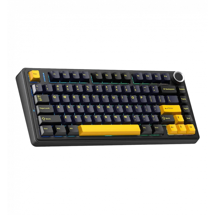 Ігрова клавіатура бездротова AULA F75 Gasket Greywood V3 switch Hot-Swap, PBT, 2.4G wireless, BT, black