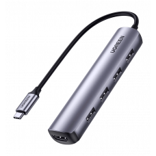 Хаб UGREEN CM417 USB-C to 4xUSB 3.0+HDMI Adapter Space Gray (20197)