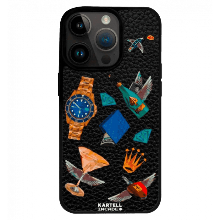 Чохол Kartell для iPhone15 Pro MagSafe Ferrari Porsche Rolex Black
