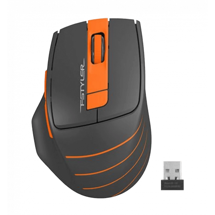 Миша бездротова A4Tech Fstyler FG30S (Orange), безшумна, USB, колір чорний+помаранчевий