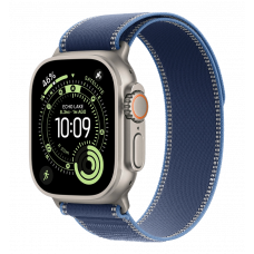 Apple Watch Ultra 3 GPS + Cellular 49mm Natural Titanium Case with Blue/Bright Blue Trail Loop - S/M (MEWR4)