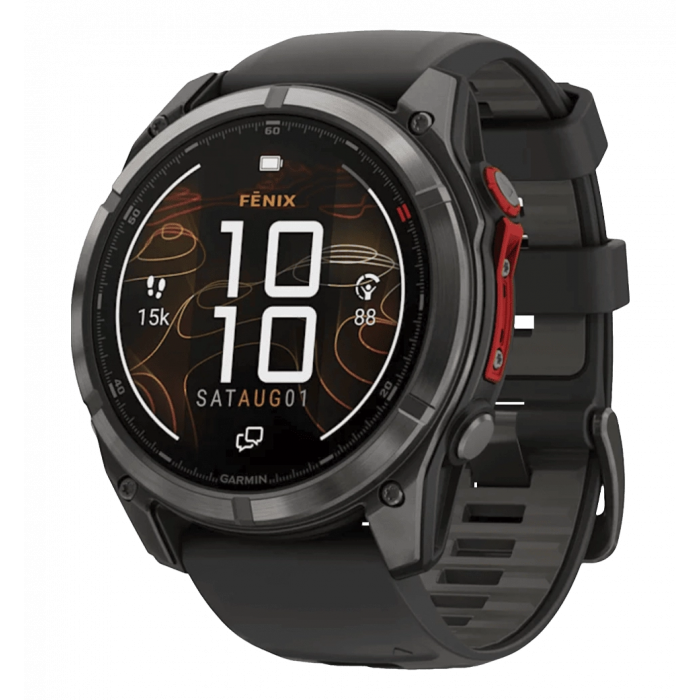 Смарт-годинник Garmin Fenix 8 Pro (51 mm) MicroLED Sapphire, титан Carbon Gray DLC із силіконовим ремінцем (010-03380-01)