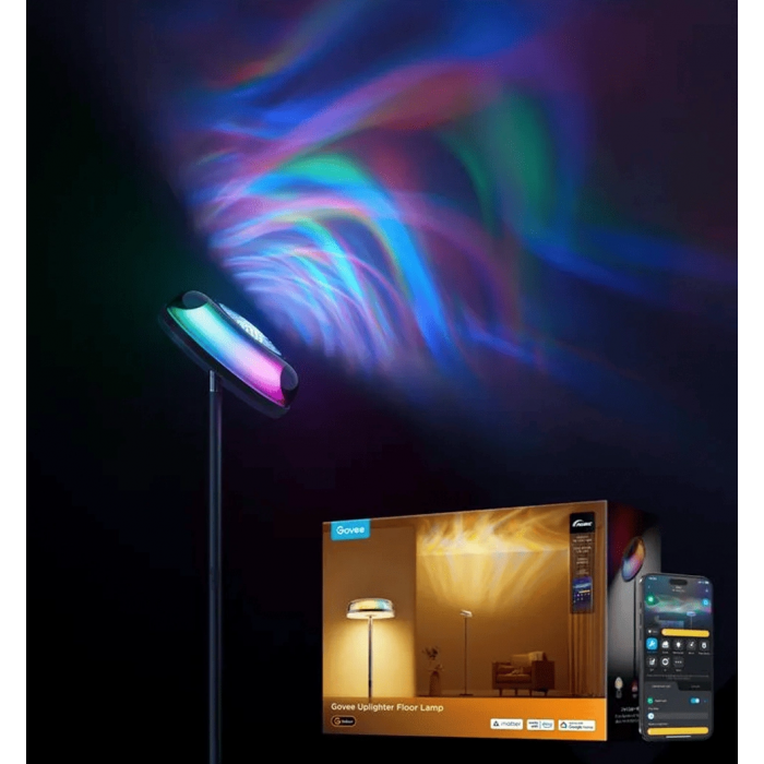 Торшер розумний Govee H60B0 Uplighter Floor Lamp, 1000Lm, RGBWW+RGBIC+WW, WI-FI/Bluetooth, чорний