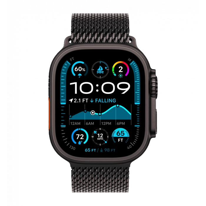 Apple Watch Ultra 2 49mm GPS + LTE Black Titanium Case with Black Titanium Milanese Loop Small (2024) (MX4W3)