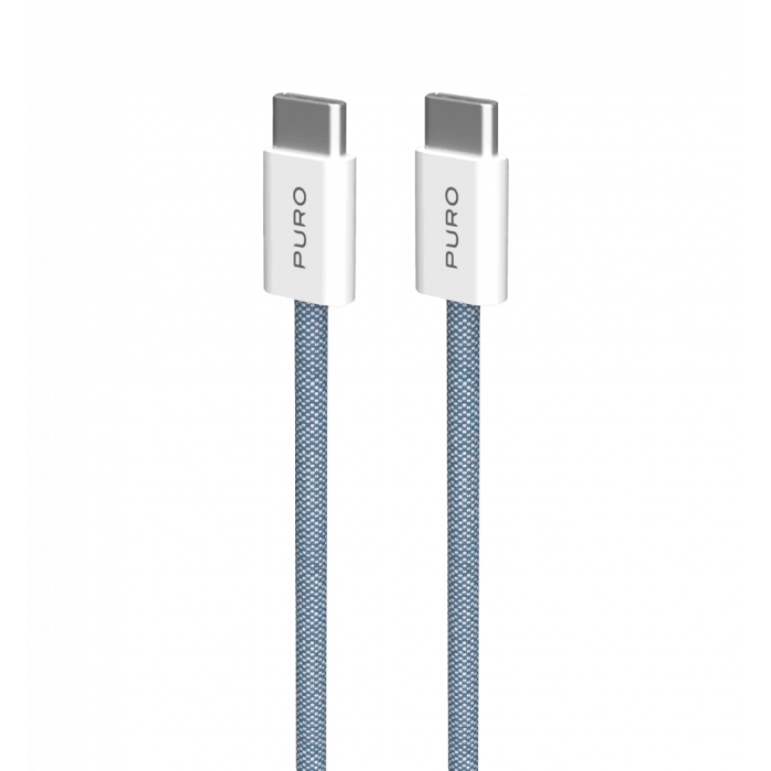 Зарядний кабель Puro Braided Cable FABK4 USB-C to USB-C, 1.5m 60W 480mbps, blue PUCCCFABK415MTBLUE