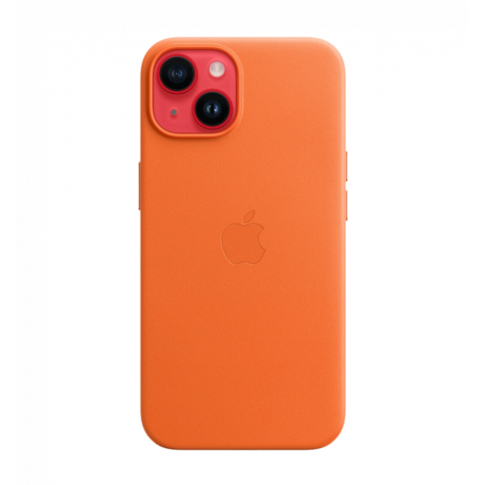Чохол шкіряний iPhone 14 Leather Case with MagSafe Orange (MPP83)