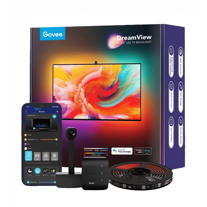 Набір адаптивного підсвічування Govee H6199 DreamView T1 TV Backlight 55-65', RGBIC, WI-FI/Bluetooth, чорний