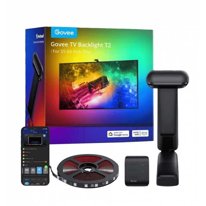 Набір адаптивного підсвічування Govee H605C Envisual TV Backlight T2 with Dual Cameras 55-65', RGBIC, WI-FI/Bluetooth, чорний