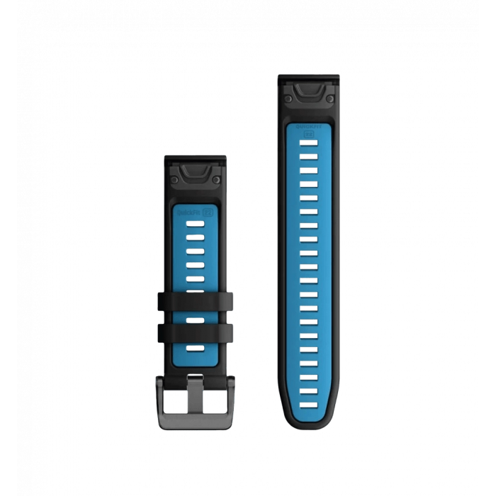 Ремінці для годинника Garmin QuickFit 22 силіконові, чорні/блакитні