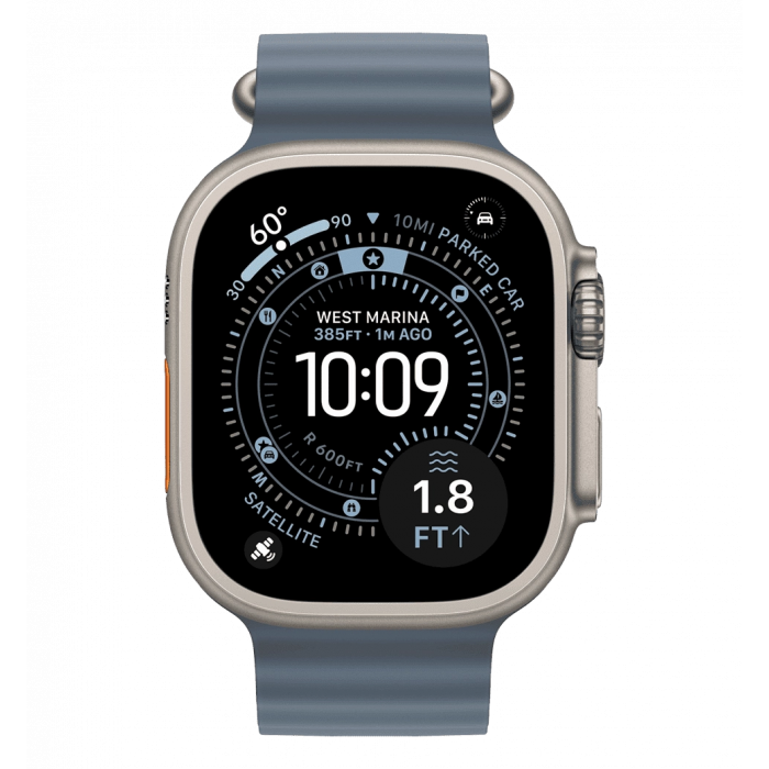 Apple Watch Ultra 3 GPS + Cellular 49mm Natural Titanium Case with Anchor Blue Ocean Band (MEWH4)