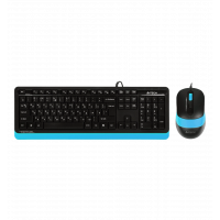 A4Tech Fstyler F1010, комплект дротовий клавіатура з мишою, USB, чорний+блакитний колір