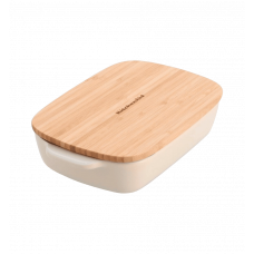 Форма для випічки з кришкою KitchenAid керамогранітна,  24.1×15×6 см, 0.9л, кремовий колір (CC006105-001)
