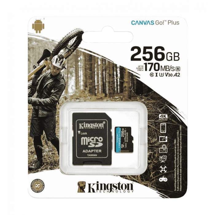 Memory card Kingston Canvas Go Plus 256Gb class 10 A2 V30 (R170MB/s, W90MB/s)