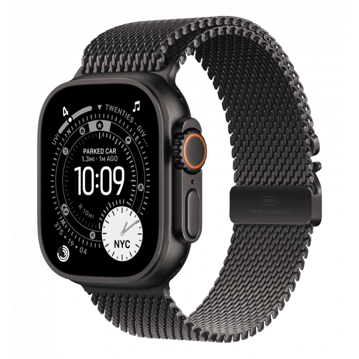 Apple Watch Ultra 3 GPS + Cellular 49mm Black Titanium Case with Black Titanium Milanese Loop - Large (MF1T4)