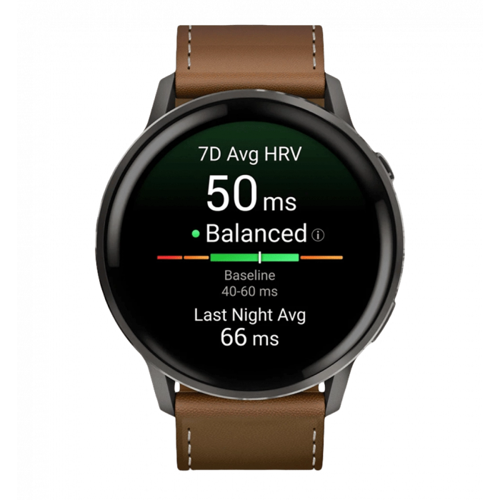 Smart watch Garmin Venu 4 45 mm Slate with Brown Leather Band (010-03014-03)