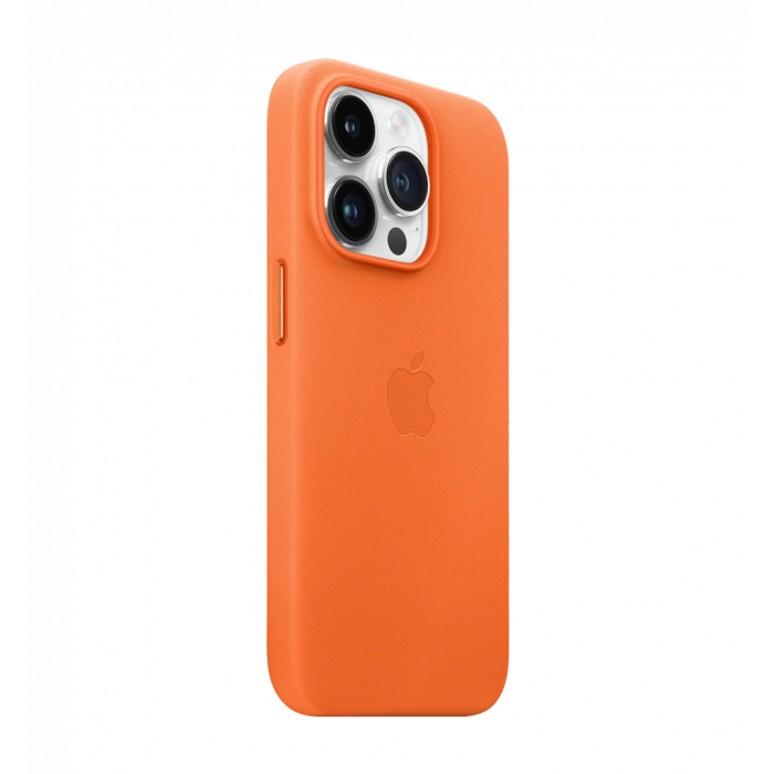 Чехол кожаный iPhone 14 Pro Leather Case with MagSafe Orange (MPPL3)