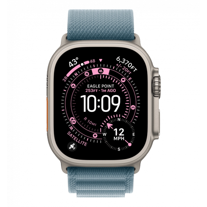 Apple Watch Ultra 3 GPS + Cellular 49mm Natural Titanium Case with Light Blue Alpine Loop - Small (MEWK4)
