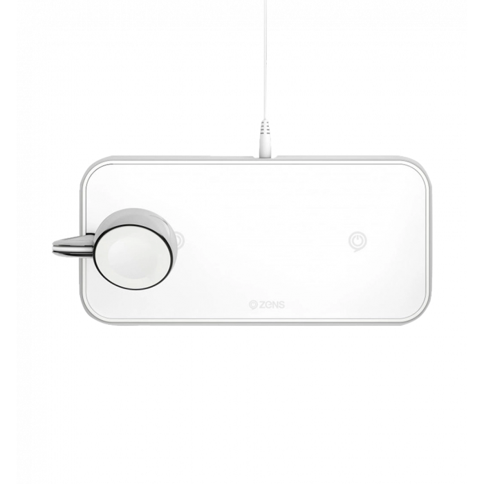 Зарядна станція Zens Dual Aluminum Wireless Charger + Watch White (ZEDC05W/00)