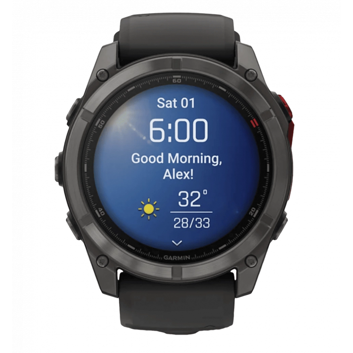 Смарт-годинник Garmin Fenix 8 Pro (51 mm) MicroLED Sapphire, титан Carbon Gray DLC із силіконовим ремінцем (010-03380-01)