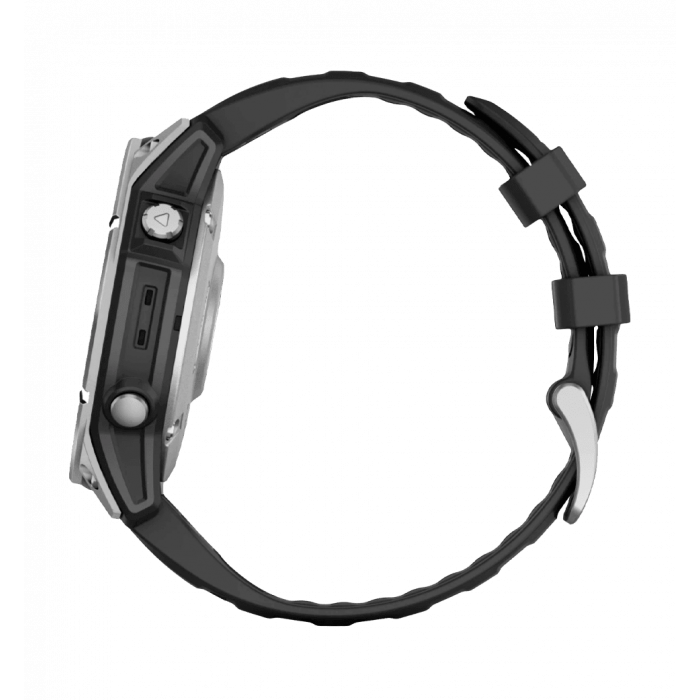 Спортивний годинник Garmin Fenix E 47mm AMOLED Stainless Steel with Black Silicone Band (010-03025-02/00) UA