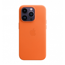 Чехол кожаный iPhone 14 Pro Leather Case with MagSafe Orange (MPPL3)