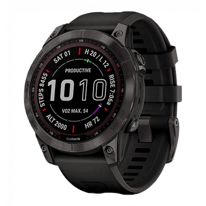 Смарт-годинник Garmin Fenix 7 Sapphire Solar Black DLC Titanium with Black Band (010-02540-34/35/47)