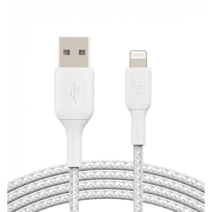 Кабель Belkin USB-A - Lightning, BRAIDED, 2m, white (CAA002bt2MWH)
