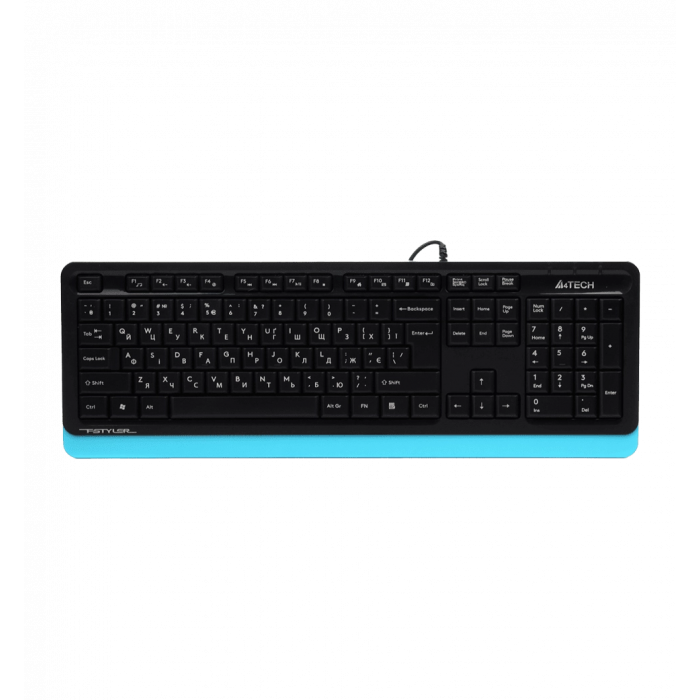 Клавіатура A4Tech Fstyler FK10 (Blue) , USB, чорний+ блакитний