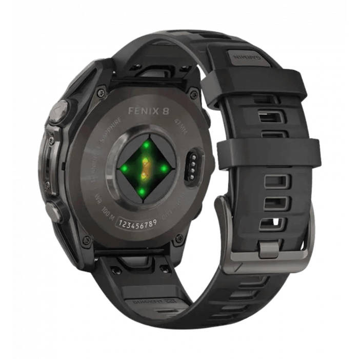 Garmin Fenix ​​8 47mm AMOLED Sapphire Carbon Gray DLC Titanium w.Black/Pebble Gray S.Band Used