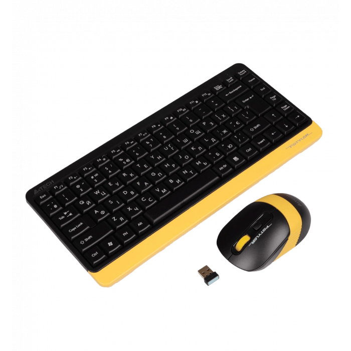 A4Tech Fstyler FG1110, комплект бездротовий клавіатура з мишою, чорний+жовтий колір