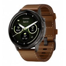 Смарт-годинник Garmin Venu 4 45 mm Slate with Brown Leather Band (010-03014-03)