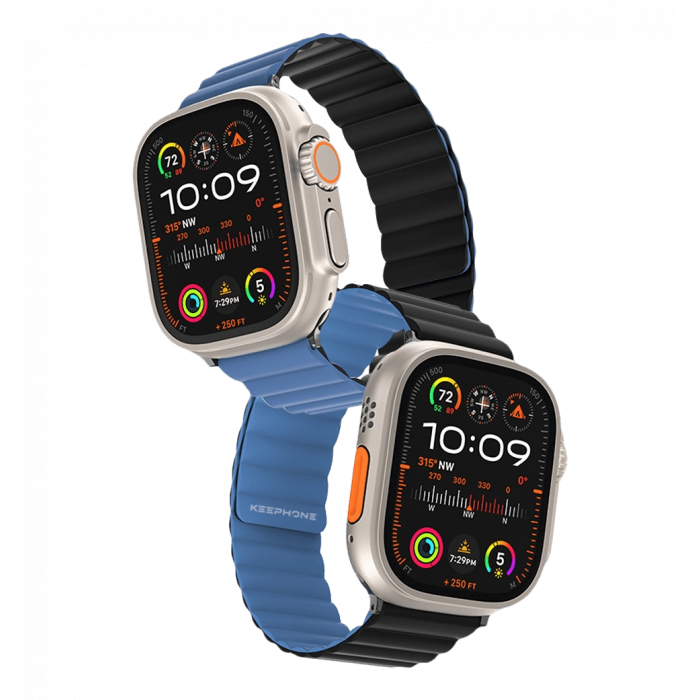 Ремешок Keephone iBands, Silicone Magnetic Snap Blue + Black (KPIBA49NBLBK)