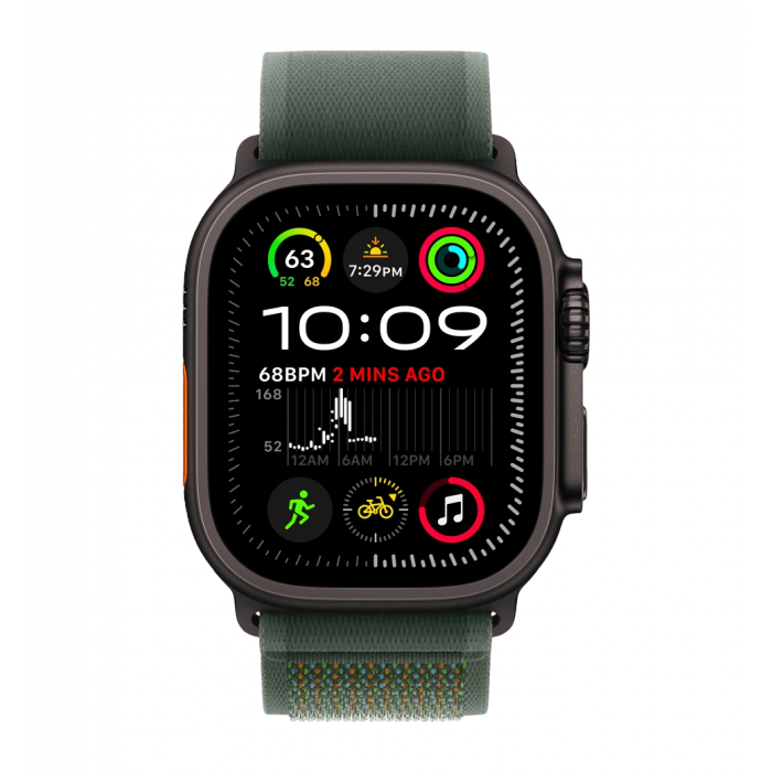 Apple Watch Ultra 2 49mm GPS + LTE Black Titanium Case with Green Trail Loop S/M (MYTJ3, MYQ33)
