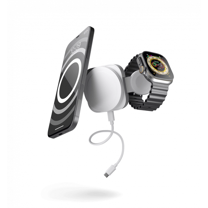 Дорожній зарядний пристрій Zens 2-in-1 MagSafe + Watch Travel Charger White (ZEDC24W/00)