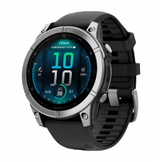 Спортивний годинник Garmin Fenix E 47mm AMOLED Stainless Steel with Black Silicone Band (010-03025-02/00) UA